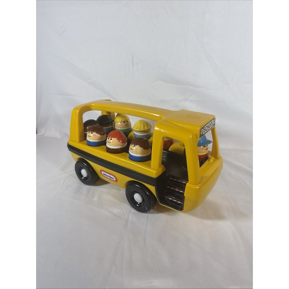 Little Tikes Yellow Toy School Bus with 9 Toddle Tots People Figures Vintage USA